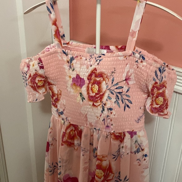 NW/OT Rare Editions Girls’ Size 8/10 Smocked Off-shoulder High-low Floral Dress - Picture 3 of 6